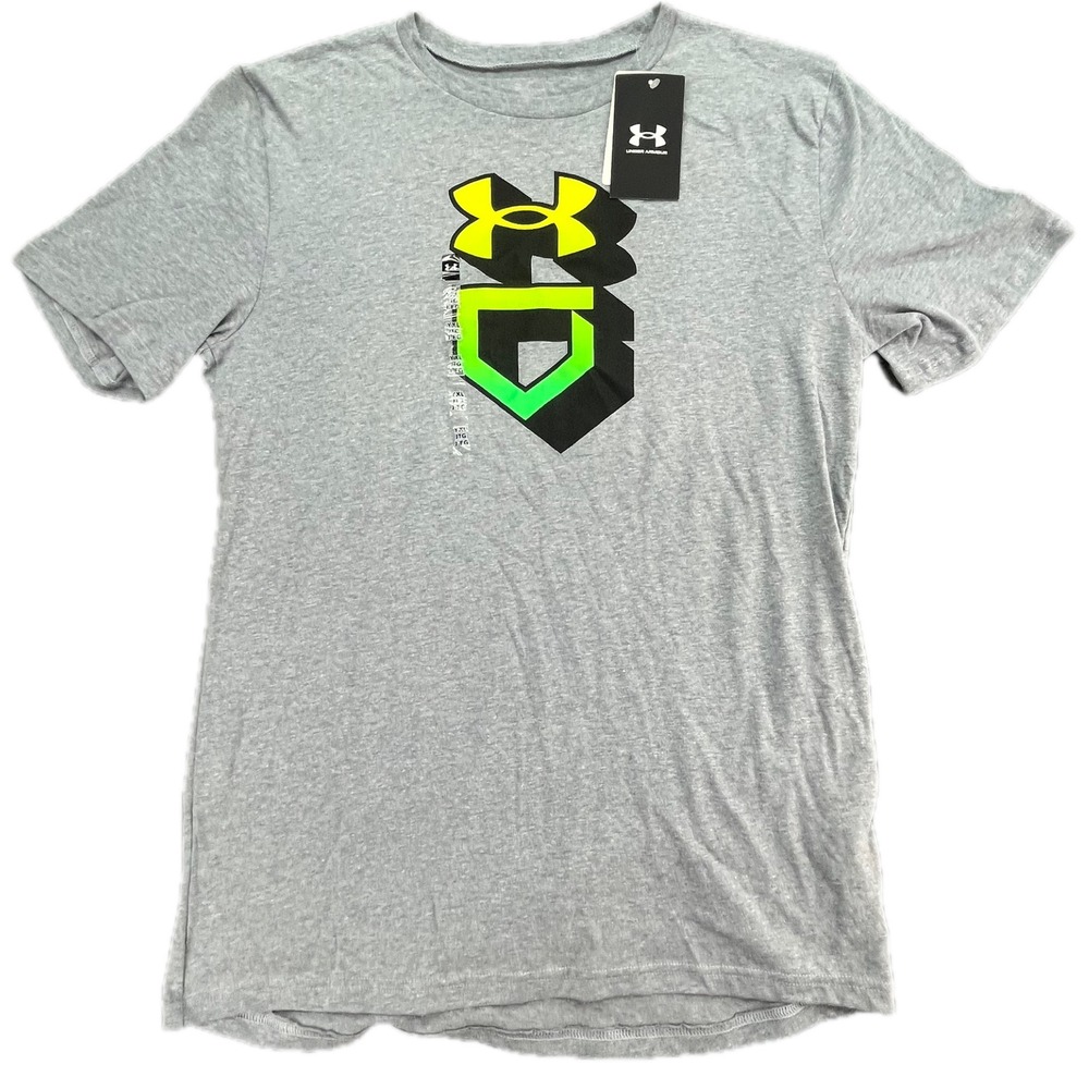 Under Armour Boys Youth YXL TG EG Gray Baseball Gradient Icon T Shirt NWT